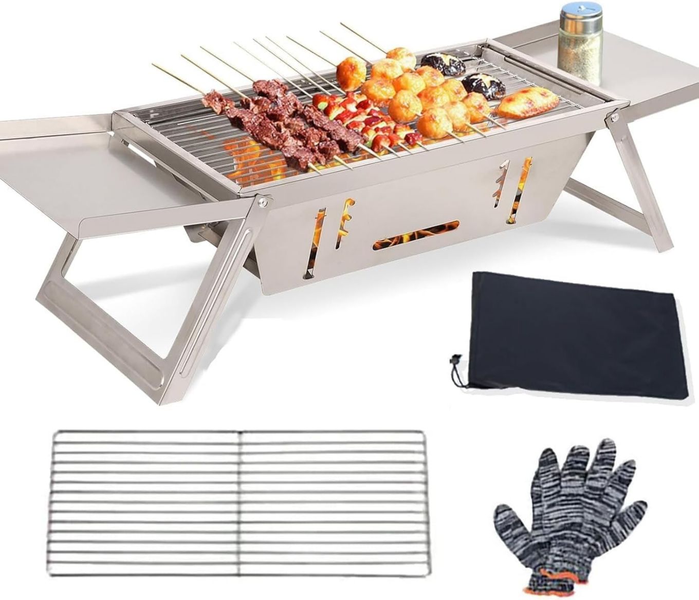 Con sistema di filtrazione del fumo Barbecue portatile in materiale resistente agli agenti atmosferici ideale per spiaggia e mare