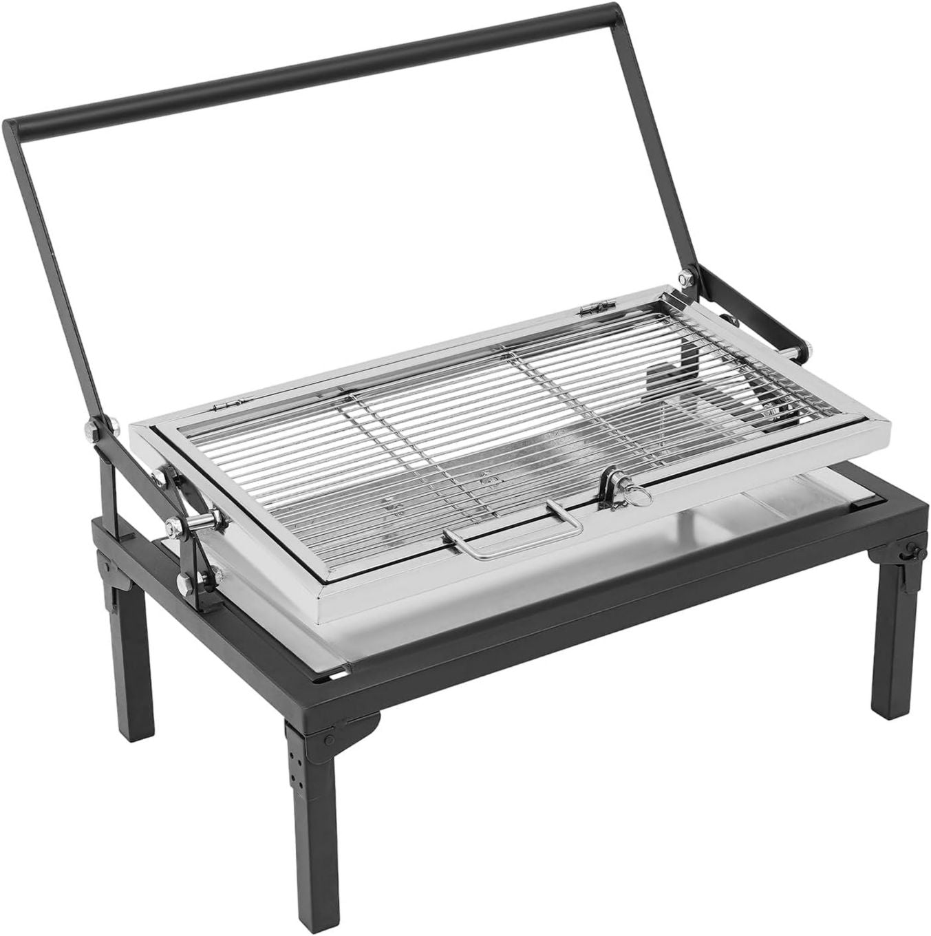 Con finitura in acciaio spazzolato Barbecue a carbonella in materiale resistente all'usura ideale per spiaggia e mare