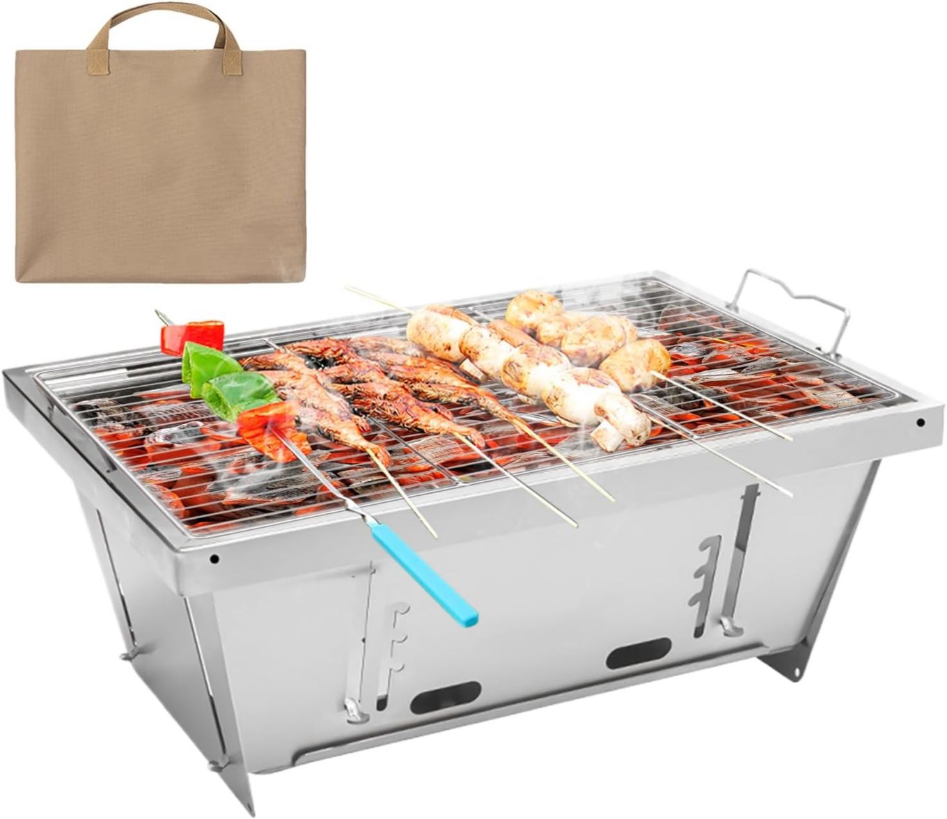 Con materiale ignifugo e non tossico Barbecue a carbonella in acciaio inossidabile perfetto per uso domestico all'aperto