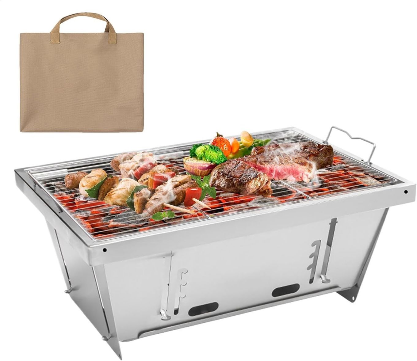 Con piedini regolabili in altezza Fornello per barbecue in acciaio spazzolato perfetto per terrazza e balcone